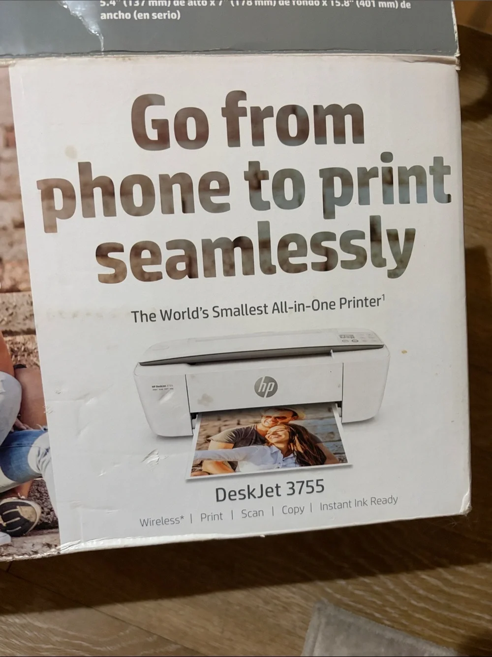 HP White and Light Gray DeskJet 3755 Compact Printer
